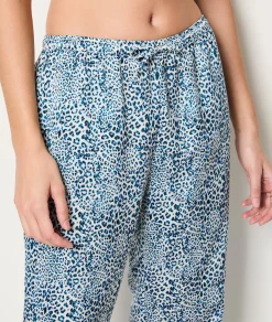 Etam Satin Pyjama Bottoms BLEU Flash Sale