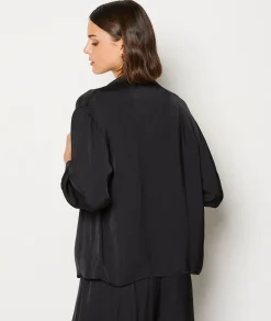 Etam Satin Pyjama Shirt BLACK Discount