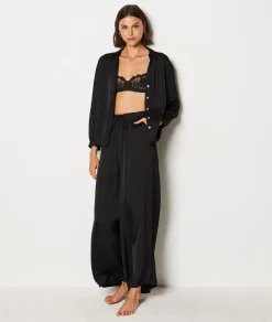 Etam Satin Pyjama Shirt BLACK Discount