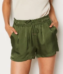 Etam Satin Pyjama Shorts KHAKI Store