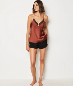 Etam Satin Pyjama Shorts BLACK Best Sale