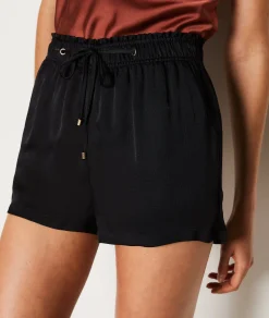 Etam Satin Pyjama Shorts BLACK Best Sale