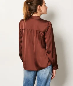 Etam Satin Shirt CHOCOLATE Online