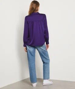 Etam Satin Shirt VIOLET Flash Sale