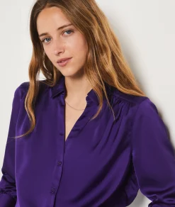 Etam Satin Shirt VIOLET Flash Sale
