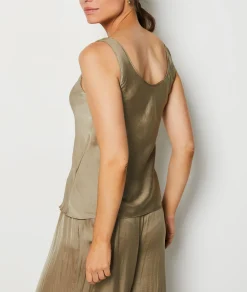 Etam Satin Tank Top GREEN Cheap