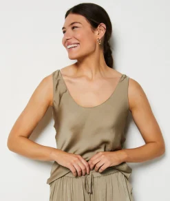 Etam Satin Tank Top GREEN Cheap