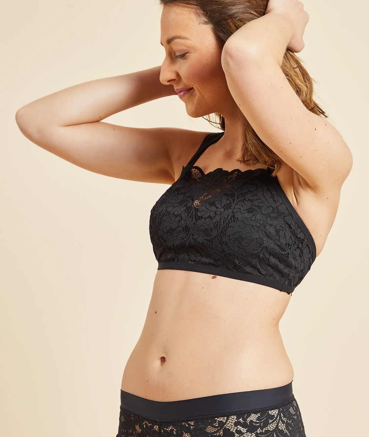 Etam Sheer Lace Over-Top BLACK Outlet