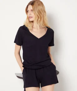 Etam Short 100% lin NOIR Cheap