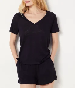 Etam Short 100% lin NOIR Cheap