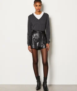 Etam Short ceinturé effet cuir NOIR Hot
