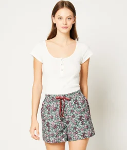 Etam Short de pyjama en coton à motifs fleurs IMPBLEUVERT Store