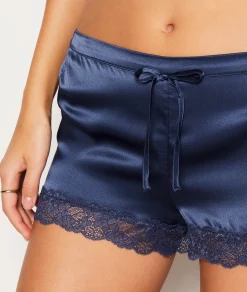 Etam Short de pyjama en soie détails dentelle BLEUNUIT Outlet