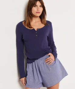 Etam Short de pyjama imprimé dorée BLEU Flash Sale