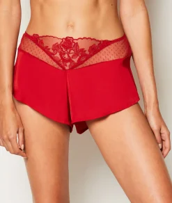 Etam Short de pyjama satiné détails dentelle ROUGE Best Sale