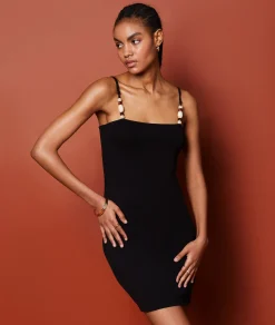 Etam Short Dress with Bead Details BLACK Fashion
