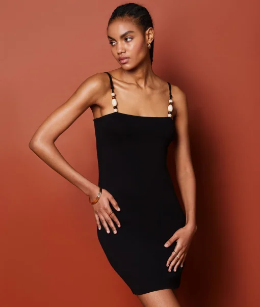Etam Short Dress with Bead Details BLACK Fashion