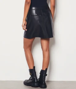Etam Short Leather-Look Skirt BLACK Best