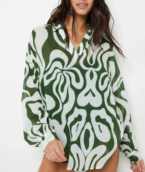 Etam Short Patterned Tunic WHITE Flash Sale