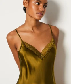 Etam Short Satin Nightdress with Lace Neckline CUIVRE Shop
