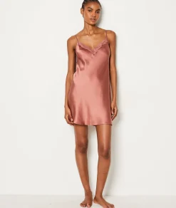 Etam Short Satin Nightdress with Lace Neckline PARME Fashion
