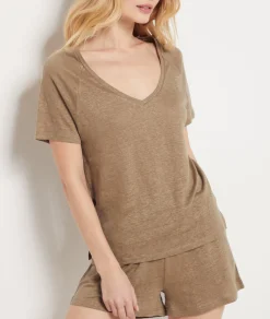 Etam Shorts 100% Linen KHAKI Hot