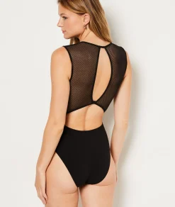 Etam Short-sleeved Bodysuit in Tulle BLACK Store