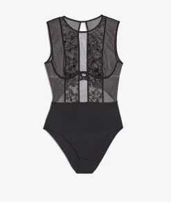 Etam Short-sleeved Bodysuit in Tulle BLACK Store