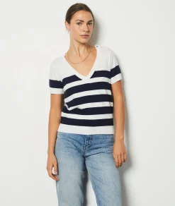 Etam Short-sleeved Breton Sweater WHITEIMPFD Fashion