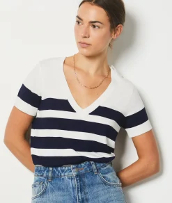 Etam Short-sleeved Breton Sweater WHITEIMPFD Fashion