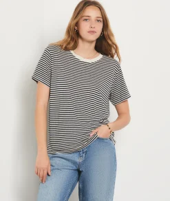 Etam Short-sleeved Breton T-shirt ECRU Cheap