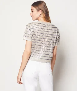 Etam Short-sleeved Iridescent Sweater ECRU Hot