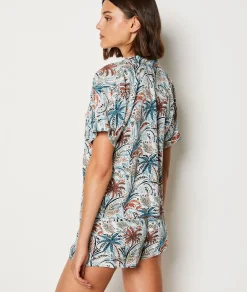 Etam Short-sleeved pyjama shirt with palm print MULTICOLOURED Best
