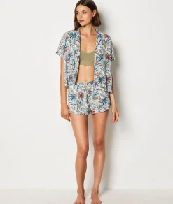 Etam Short-sleeved pyjama shirt with palm print MULTICOLOURED Best