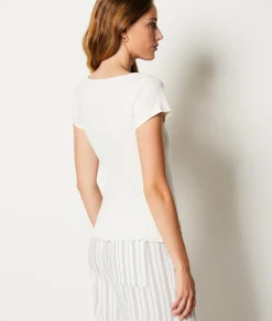 Etam Short-sleeved Pyjama Top ECRU Sale