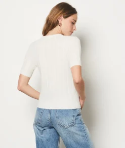 Etam Short-sleeved sweater with openwork details ECRU Discount
