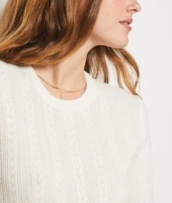 Etam Short-sleeved sweater with openwork details ECRU Discount