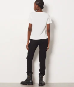 Etam Short-sleeved T-shirt 100% Cotton ECRU Flash Sale