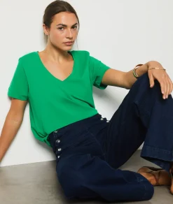 Etam Short-sleeved T-shirt 100% Cotton NILEGREEN Sale