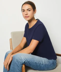 Etam Short-sleeved T-shirt 100% Cotton NIGHTBLUE Cheap