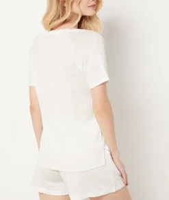 Etam Short-sleeved T-shirt 100% linen ECRU Cheap