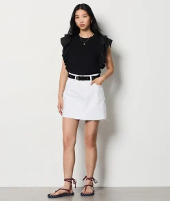 Etam Short-sleeved T-shirt with ruffles BLACK Discount