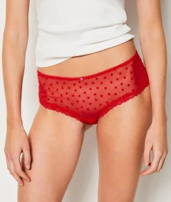 Etam Shorty en tulle imprimé ROUGE Best Sale