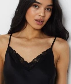 Etam Silk Nightdress BLACK Cheap