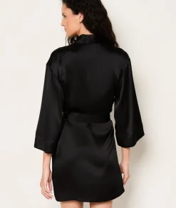Etam Silk Robe BLACK Best Sale