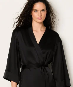 Etam Silk Robe BLACK Best Sale