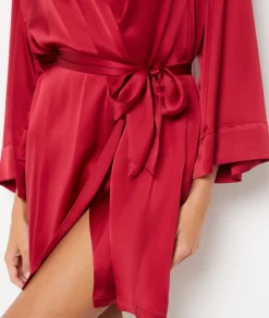 Etam Silk Robe RED Cheap