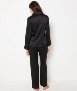 Etam Silk Sleep Shirt BLACK New
