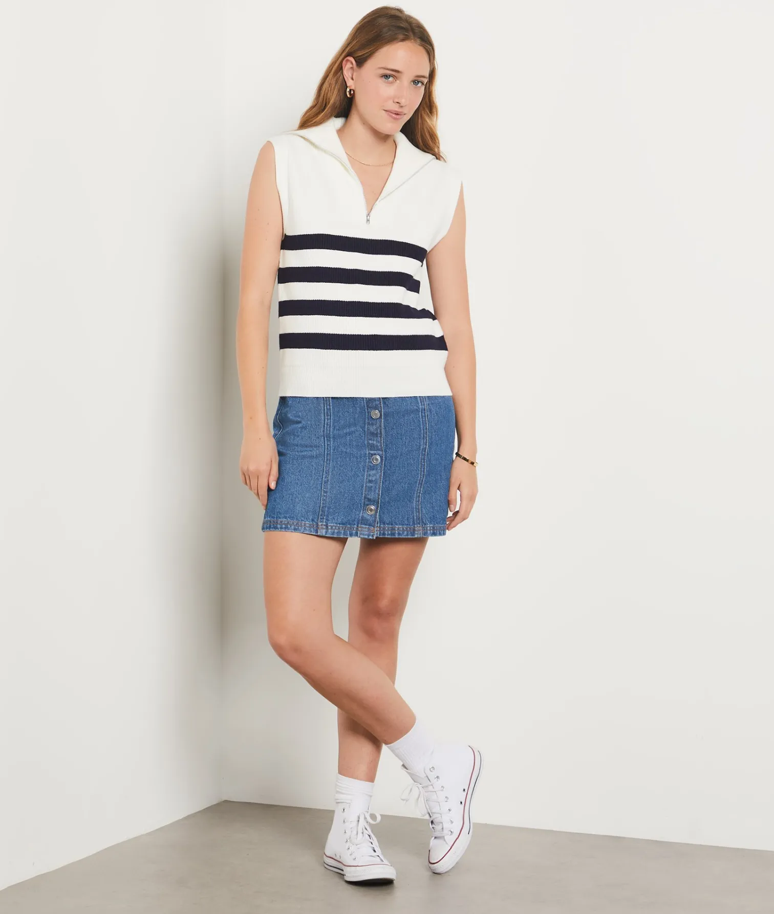 Etam Sleeveless Breton Sweater ECRU Cheap