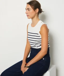 Etam Sleeveless Breton Sweater ECRU Best Sale